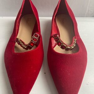 Boden Crystal strap Mary Jane shoes red suede size 41/10